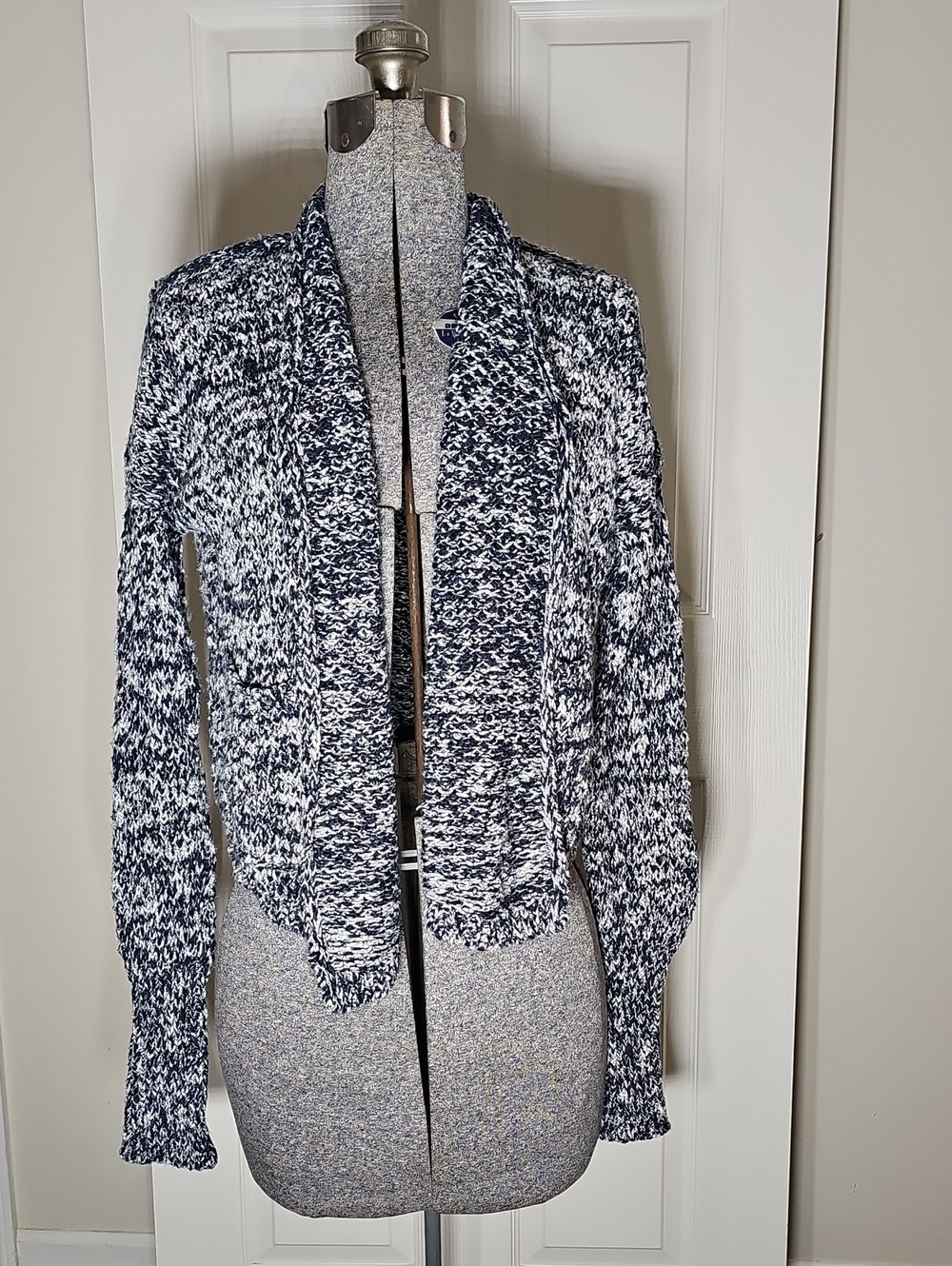 Abercrombie & Fitch Navy White Open Front Cardigan Sweater Small